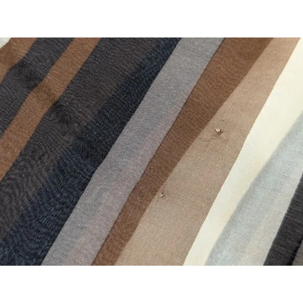 Vintage Scarf Silk Black Brown Cream Stripe Sheer Rectangular